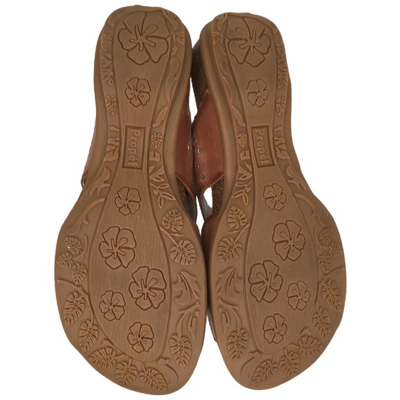 Propet Fionna Leather Cork Laser Cut Slides Sandal Womens Brown 7 - Picture 14 of 14